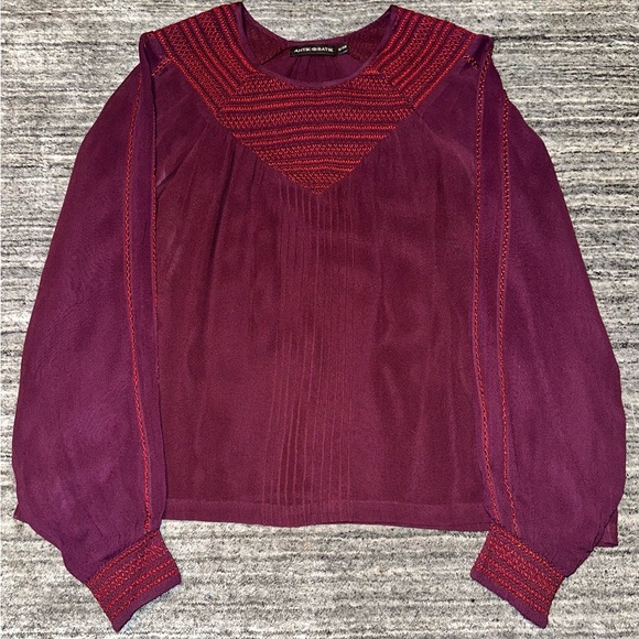 Antik Batik Maroon Blouse - Size Small - Picture 1 of 3